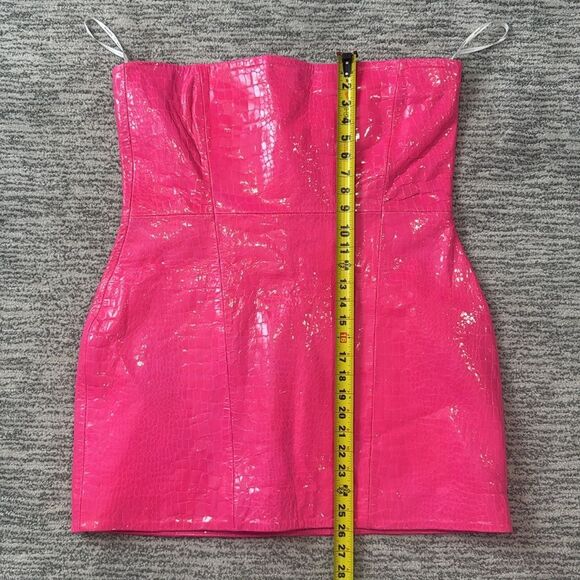 NWT Retrofete Kimora Crocodile Embossed Leather Mini Dress XL Revolve Pink - Picture 8 of 15